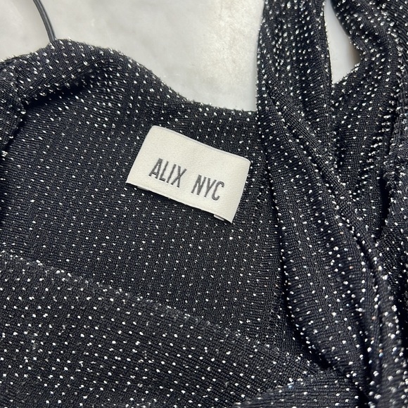 Alix NYC Perry Crop Top and Midi Skirt in Silver Shimmer and Black XS - Picture 9 of 16